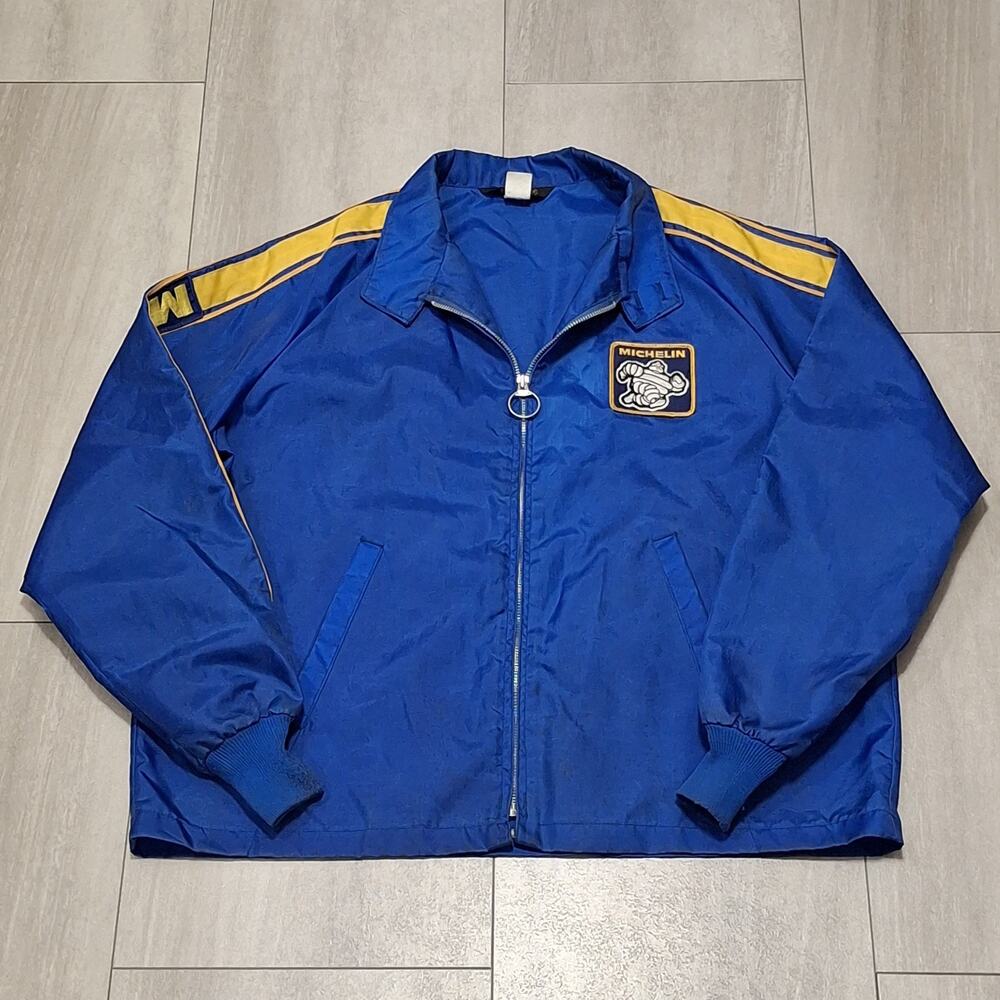 VINTAGE Nylon MICHELIN Tires Man Blue JACKET Windbreaker Size XL